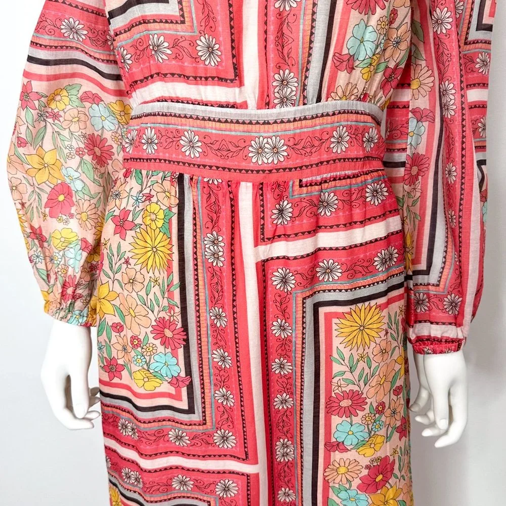 Anthropologie Laia Dea Long Sleeve Printed Off-Shoulder Maxi Dress Women's Sz S